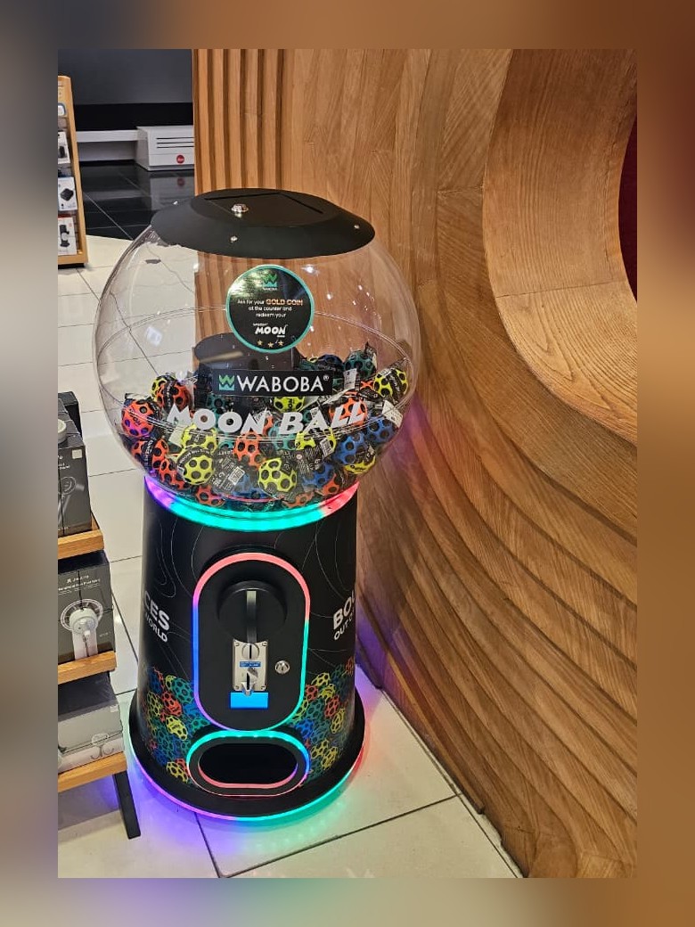 Waboba Moon Ball vending machine in a UAE retail store