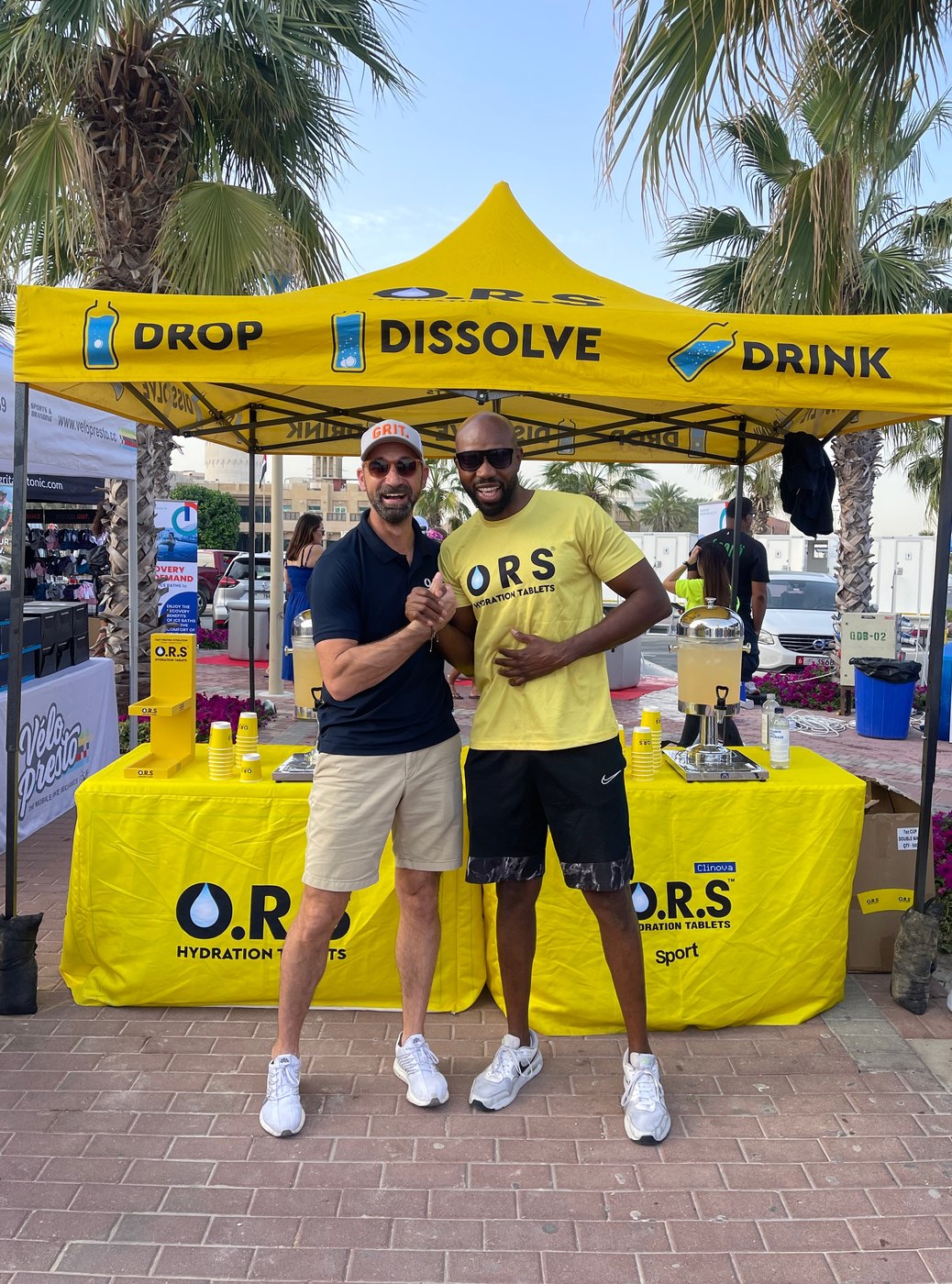 O.R.S hydration tablets sampling booth at an outdoor event